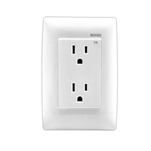 PLACA 3 MÓDULOS CON RECEPTACULO DÚPLEX BLANCO | ROYER 100