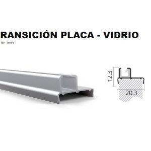 Perfil Transición 18mm Vidrio 3m