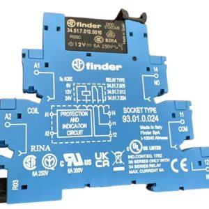 38.51.0.012.0060 Relevador Electromecánico (Bobina12V AC/DC) 6 Amperes Marca FINDER