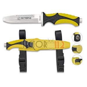 Cuchillo Submarinismo Amarillo OCTOPUS 11,5 cm