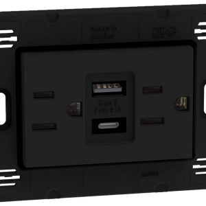 Tomacorriente Dúplex 2P+T con 2 cargadores USB Tipo A + C