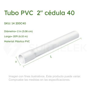 Tubo PVC Hidráulico Blanco 2″ Cédula 40 x 20ft
